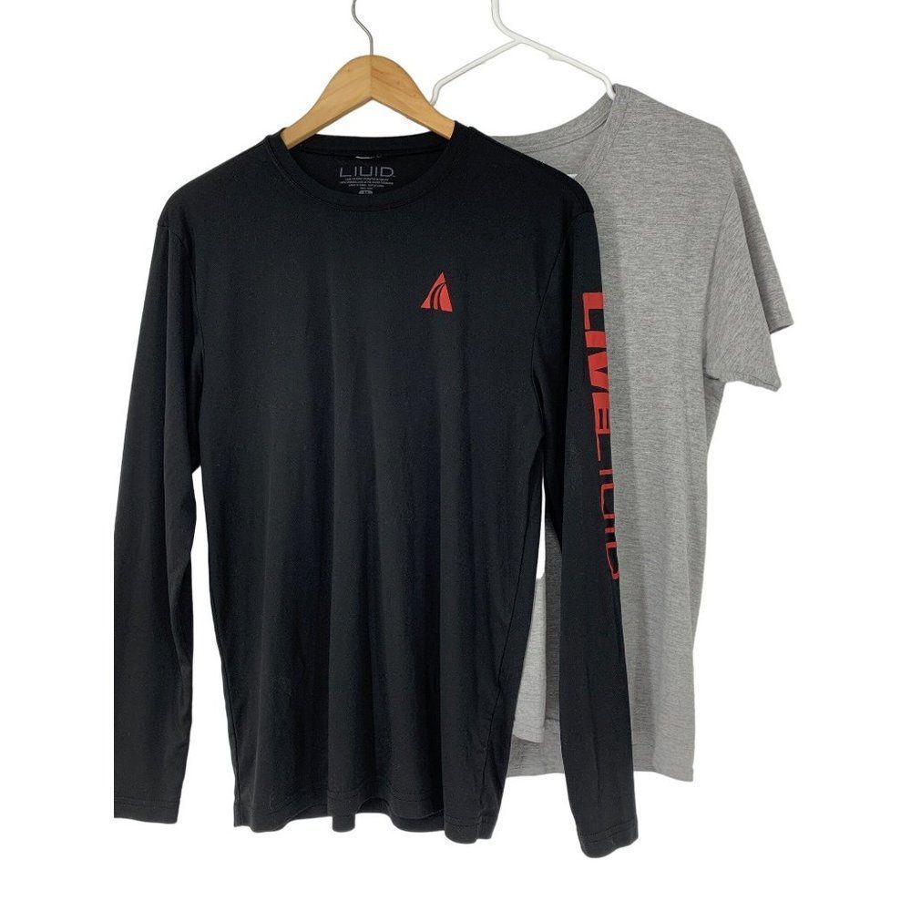 Mens Lot of 2 Athletic Shirts Liuid Jersey black + hanes bonus T-shirt M 3665
